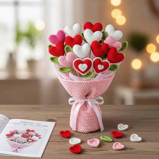 RAMO DE CORAZONES TEJIDOS PARA SAN VALENTÍN